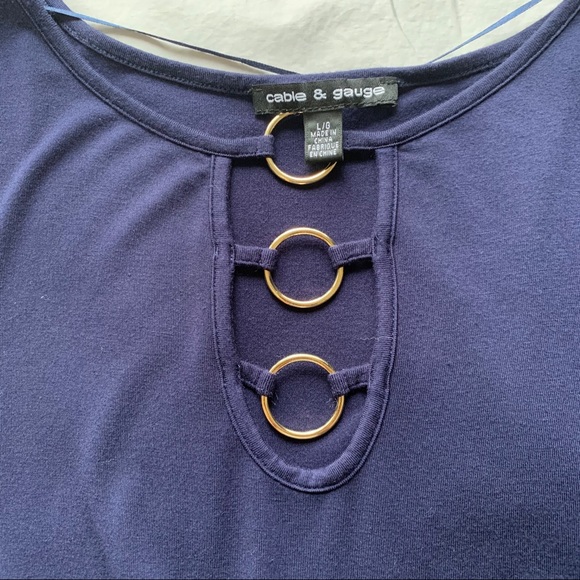 2/$30 Cable and Gauge Navy Knit Top - Picture 3 of 6